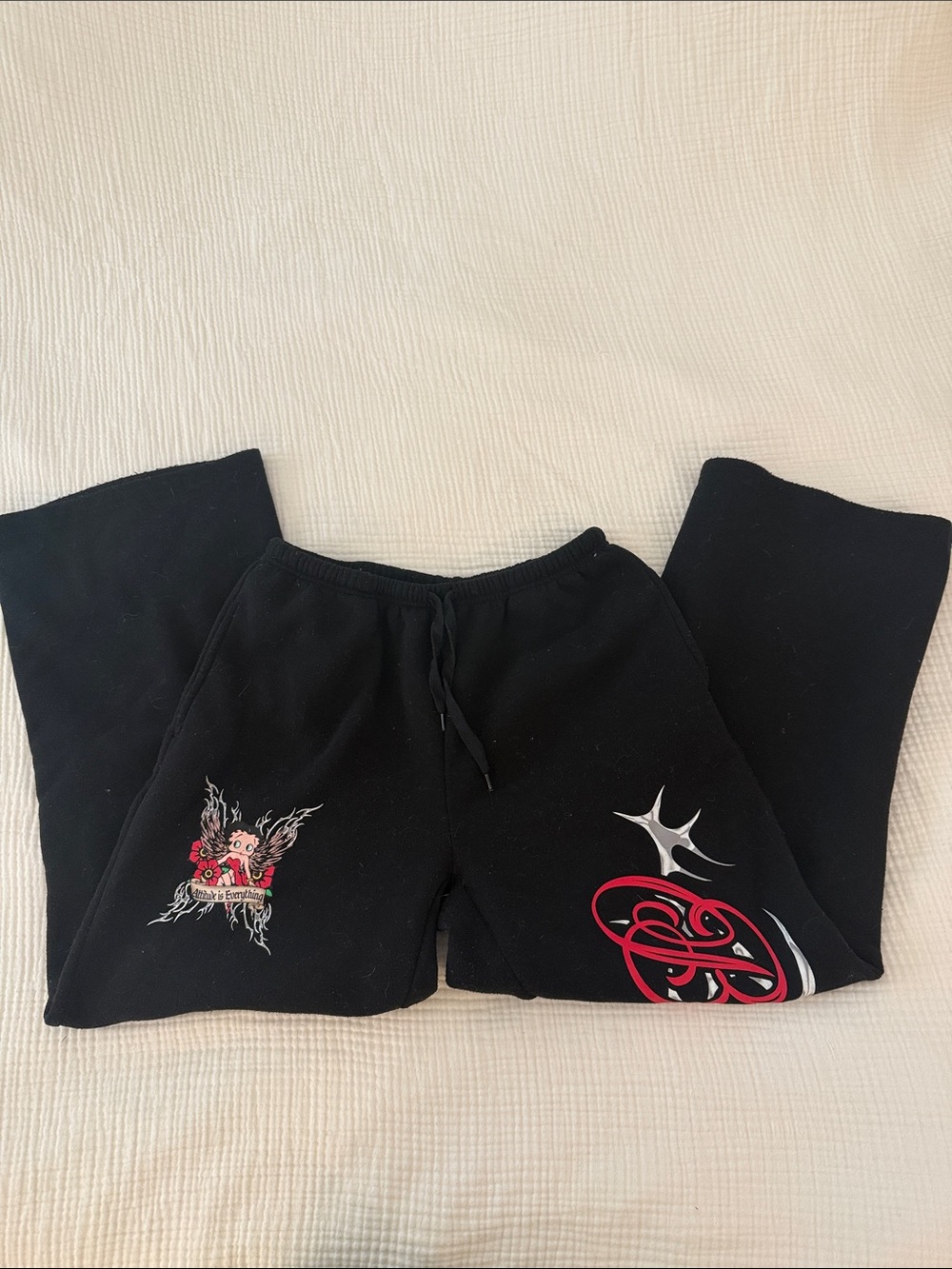 Betty Boop Black Joggers or Sweatpants with Graphic Logos by Flesicher